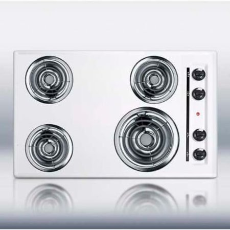SUMMIT APPLIANCE DIV. Summit-30"W 220V Electric Cooktop, White Porcelain Finish WEL05